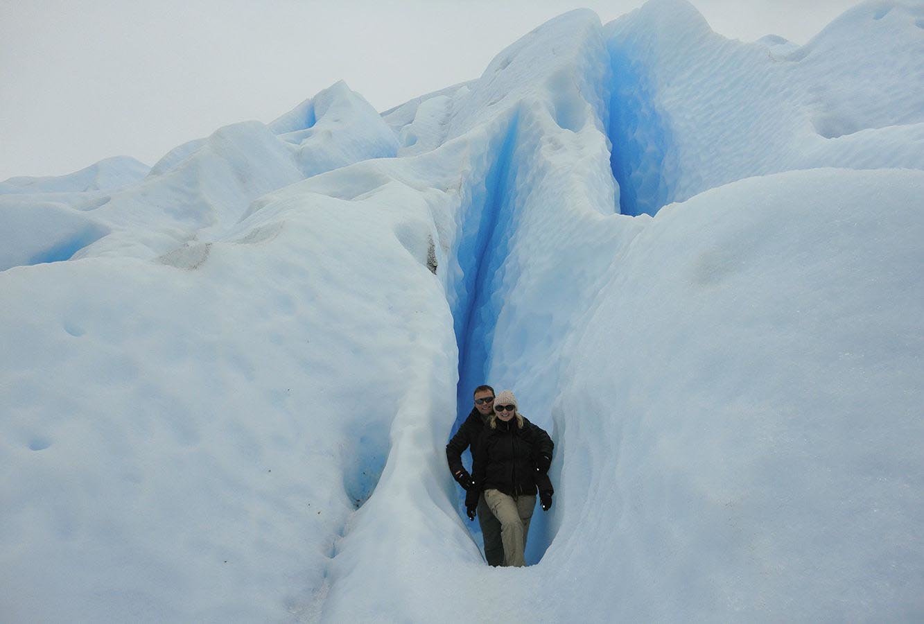 Explore an ice crack, one of many nooks and crannies the glacier offers