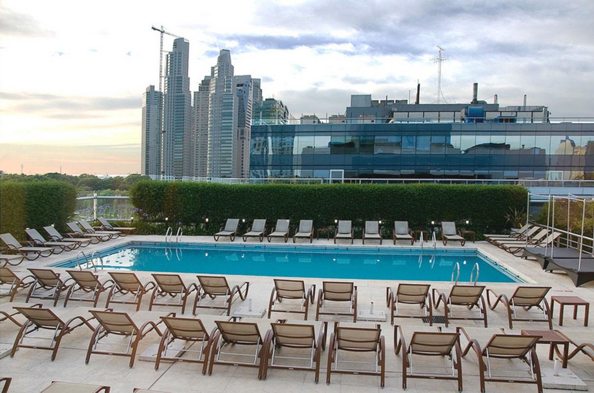 The outdoor rooftop pool